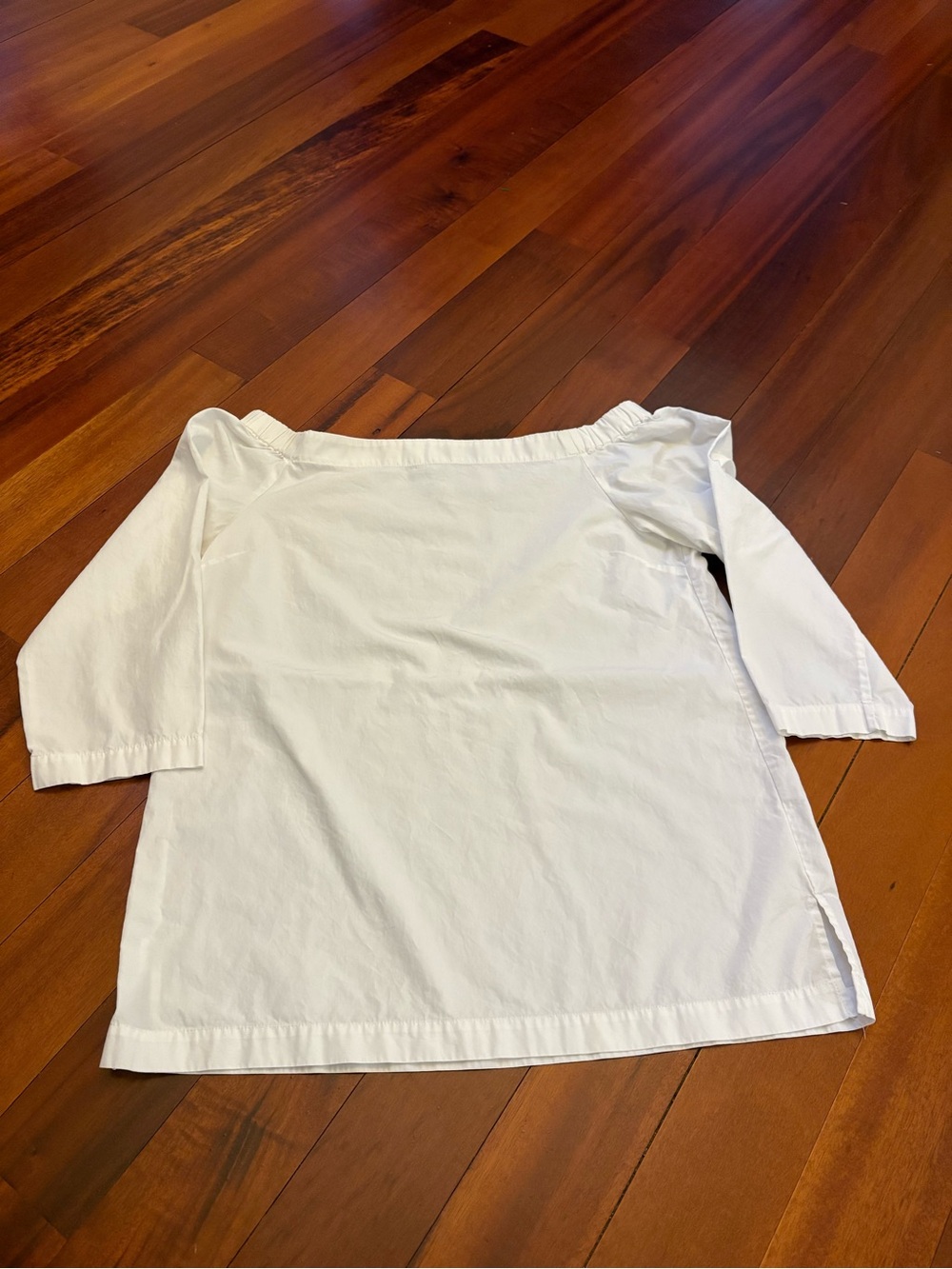 Theory White Off Shoulder Cotton Blouse